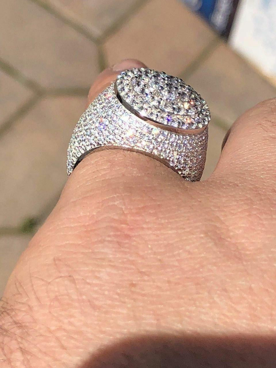 4.68ct Real DIAMOND Round Cluster Iced Out Ring - 14k White Gold