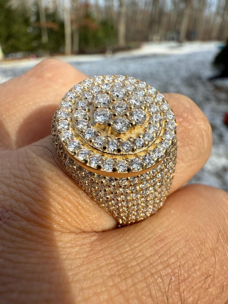 4.68ct Real DIAMOND Round Cluster Iced Out Ring - 14k Yellow Gold