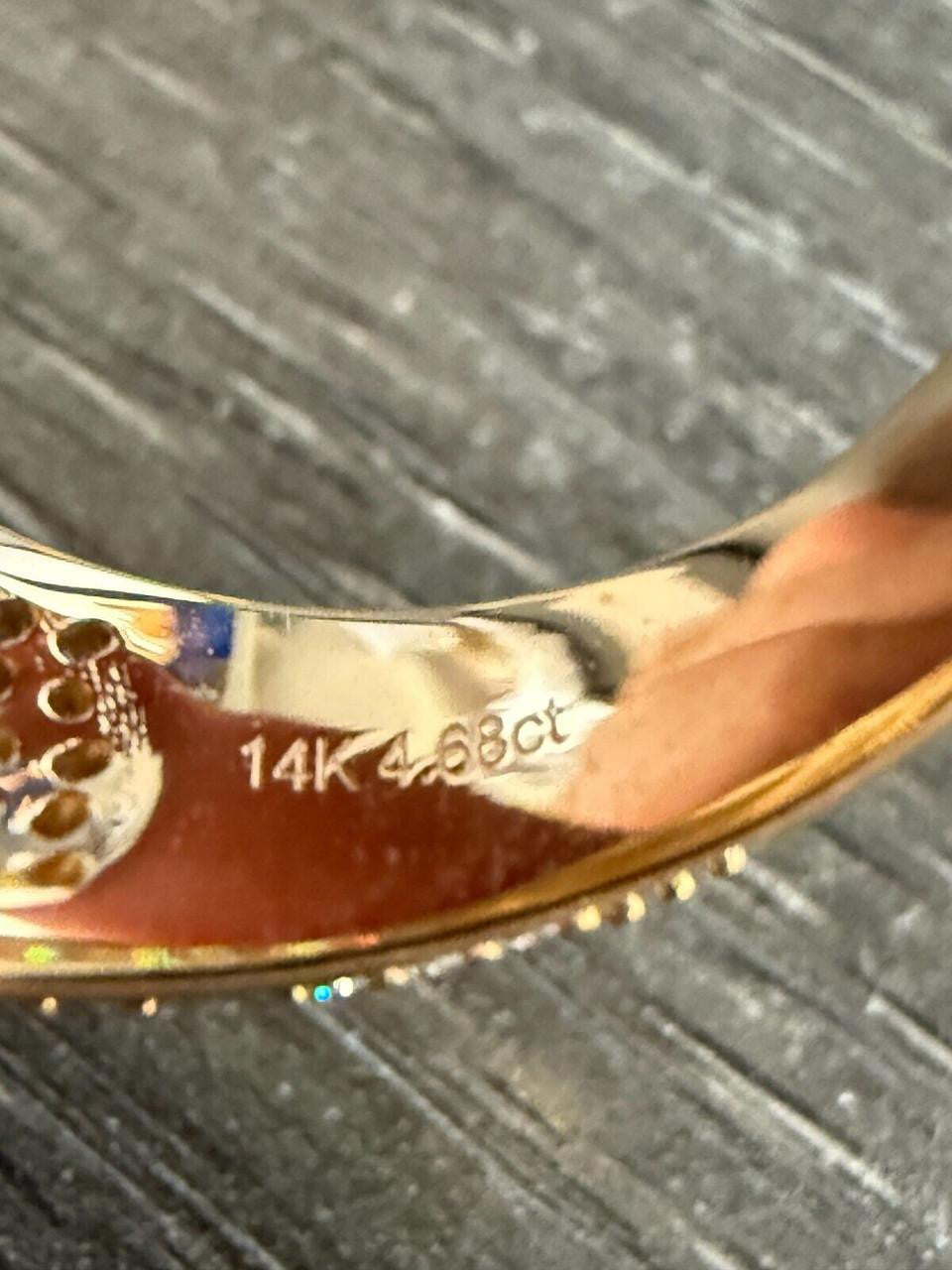4.68ct Real DIAMOND Round Cluster Iced Out Ring - 14k Yellow Gold