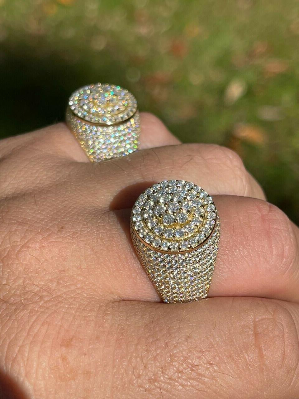 4.68ct Real DIAMOND Round Cluster Iced Out Ring - 14k Yellow Gold