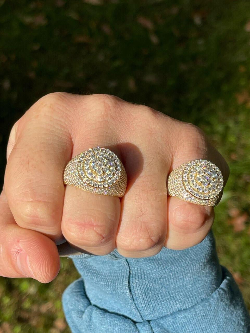 4.68ct Real DIAMOND Round Cluster Iced Out Ring - 14k Yellow Gold