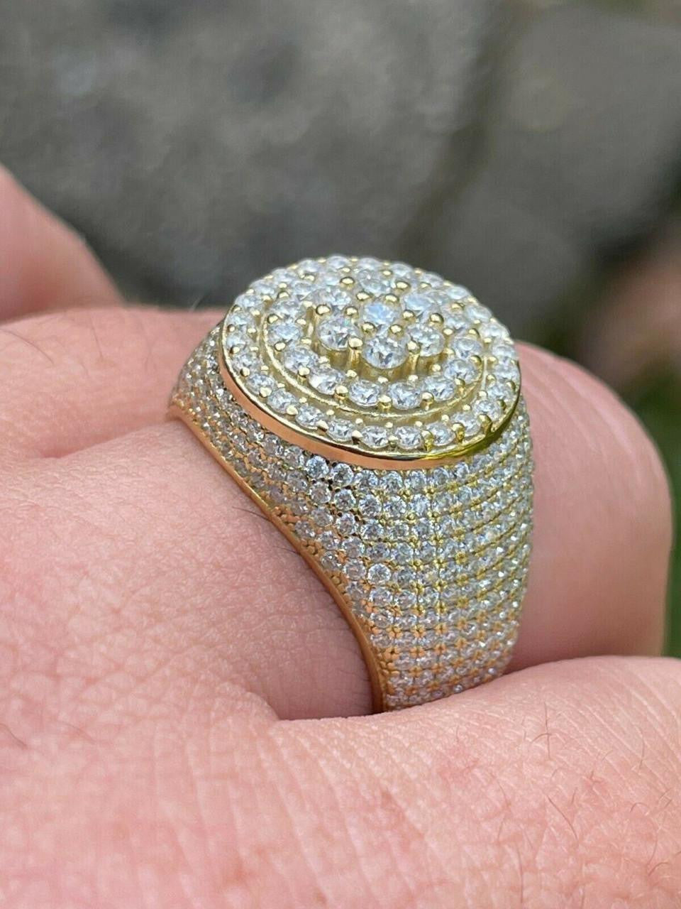 4.68ct Real DIAMOND Round Cluster Iced Out Ring - 14k Yellow Gold