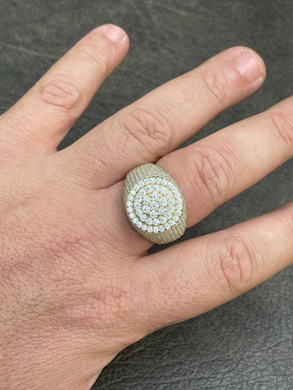 4.68ct Real DIAMOND Round Cluster Iced Out Ring - 14k Yellow Gold