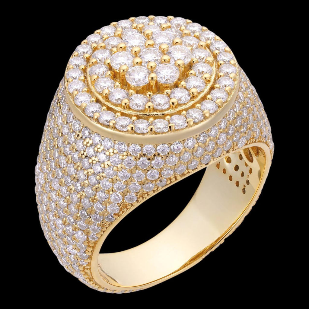 4.68ct Real DIAMOND Round Cluster Iced Out Ring - 14k Yellow Gold