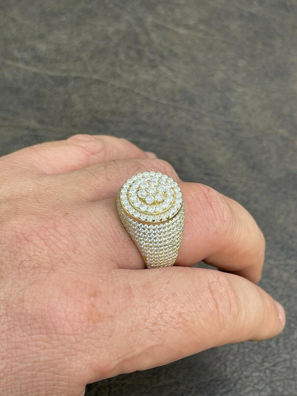 4.68ct Real DIAMOND Round Cluster Iced Out Ring - 14k Yellow Gold