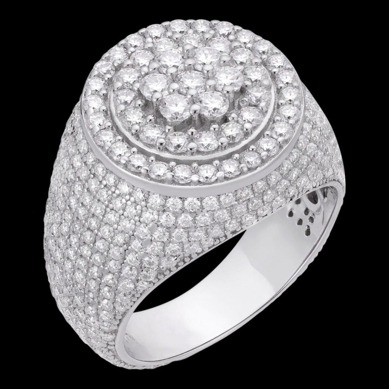 4.68ct Real DIAMOND Round Cluster Iced Out Ring - 925 Silver