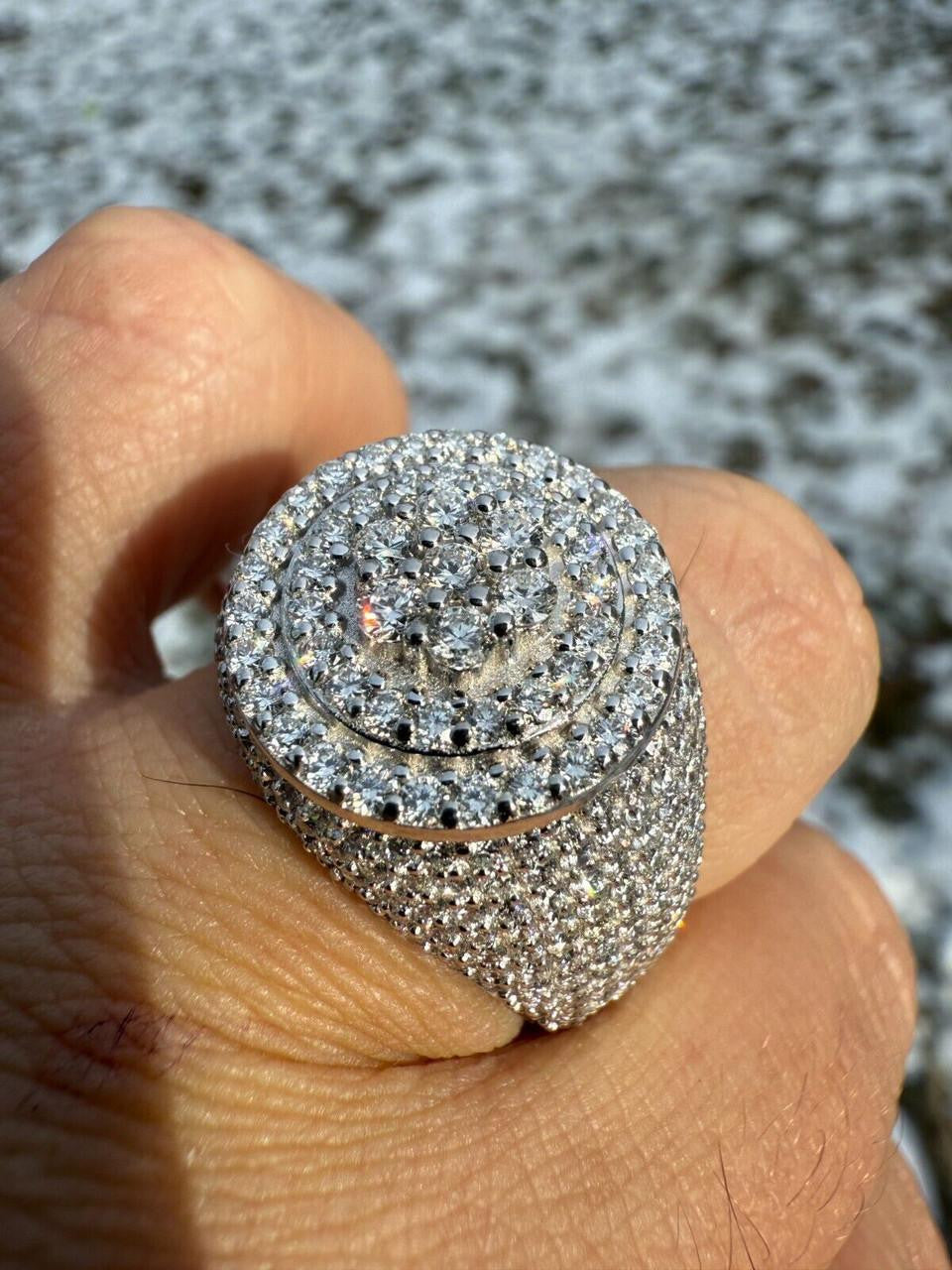 4.68ct Real DIAMOND Round Cluster Iced Out Ring - 925 Silver
