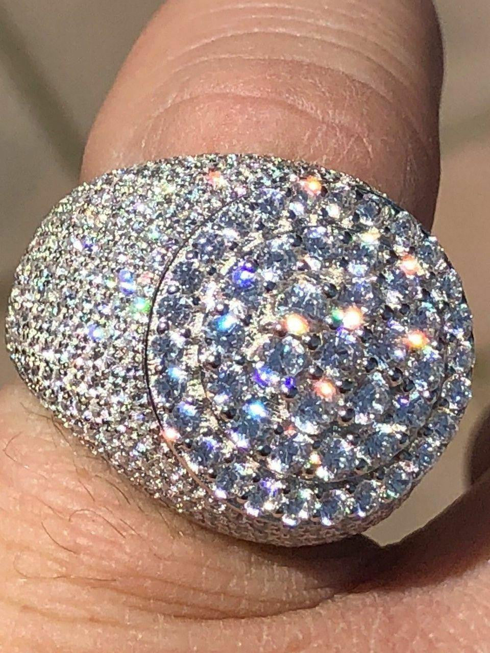 4.68ct Real DIAMOND Round Cluster Iced Out Ring - 925 Silver