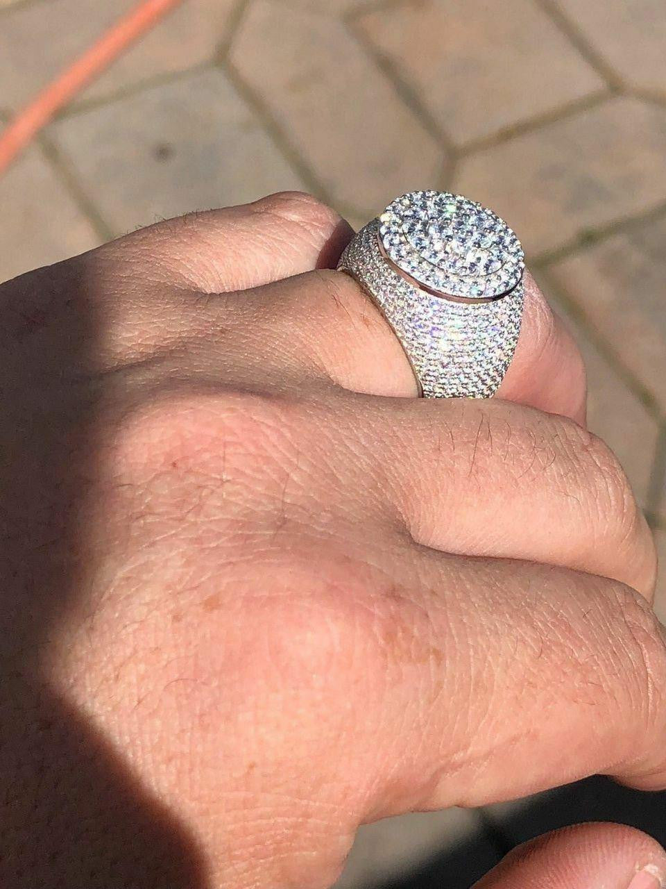 4.68ct Real DIAMOND Round Cluster Iced Out Ring - 925 Silver