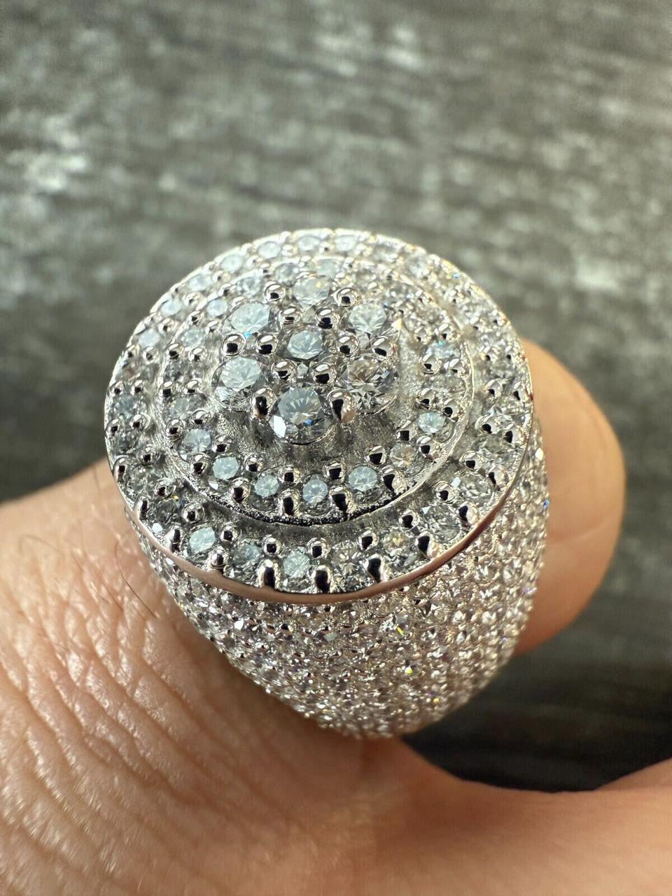 4.68ct Real DIAMOND Round Cluster Iced Out Ring - 925 Silver