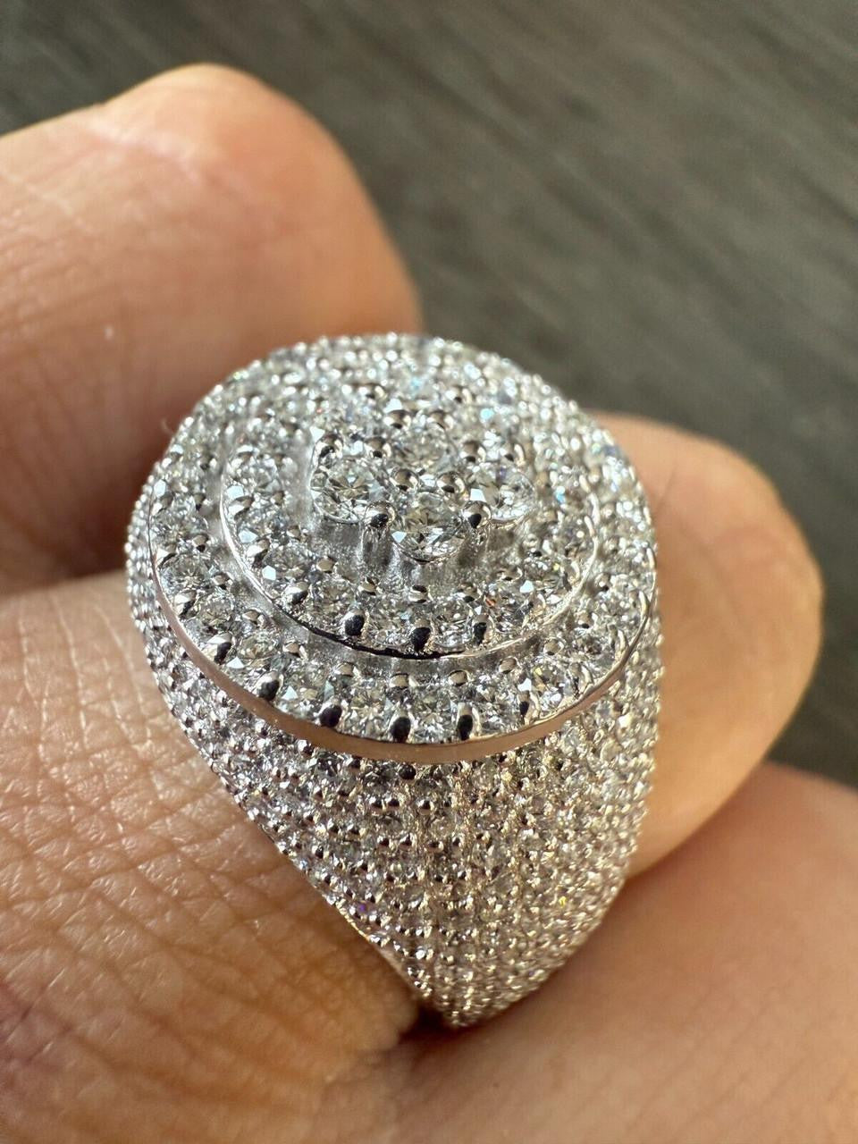 4.68ct Real DIAMOND Round Cluster Iced Out Ring - 925 Silver