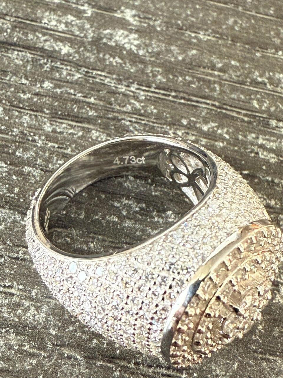 4.68ct Real DIAMOND Round Cluster Iced Out Ring - 925 Silver
