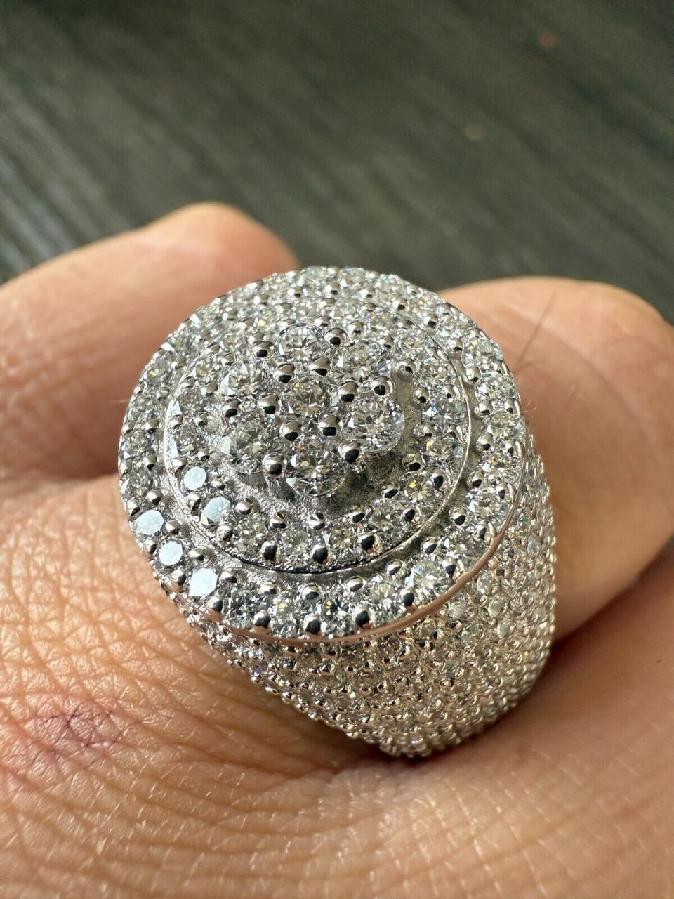 4.68ct Real DIAMOND Round Cluster Iced Out Ring - 925 Silver