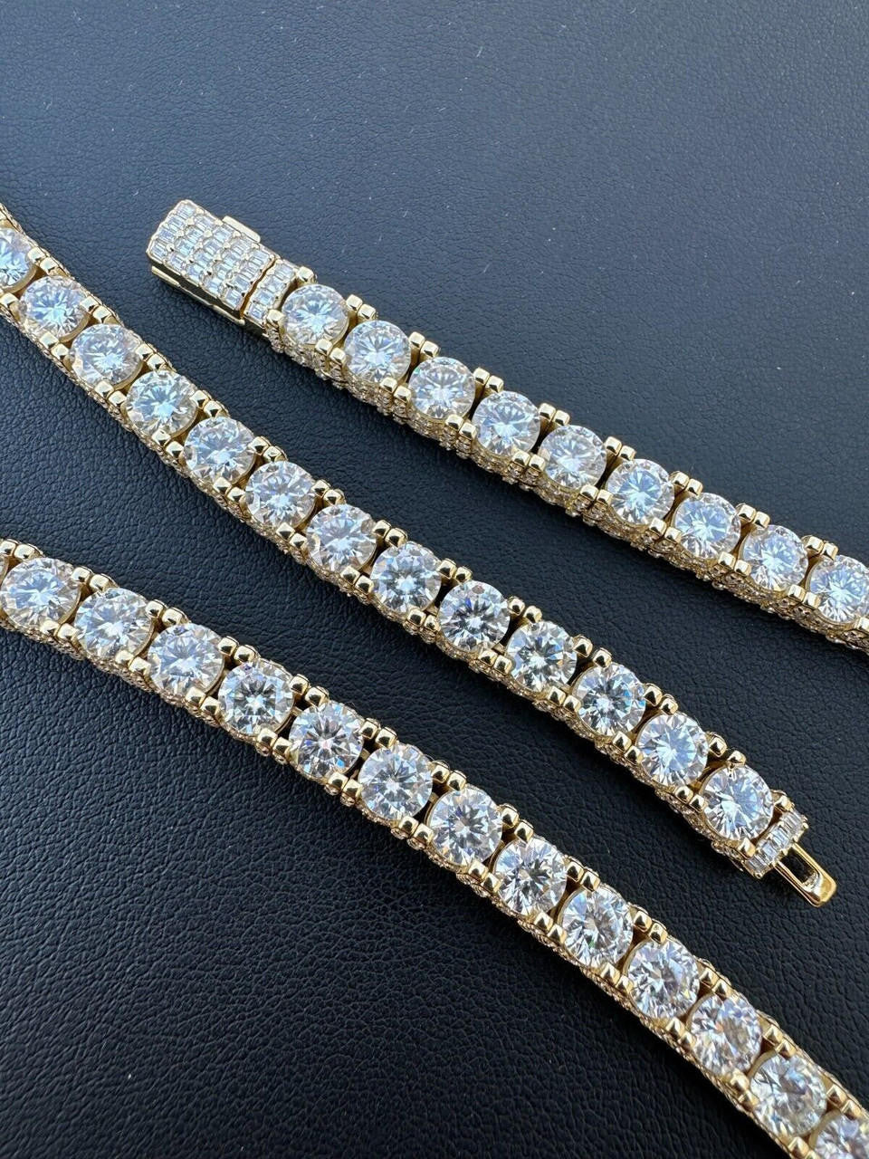 MOISSANITE Reinvented Tennis Chain Necklace Iced Out On All Sides - 14k Gold Vermeil 925 Silver - 5mm - 14"-28"