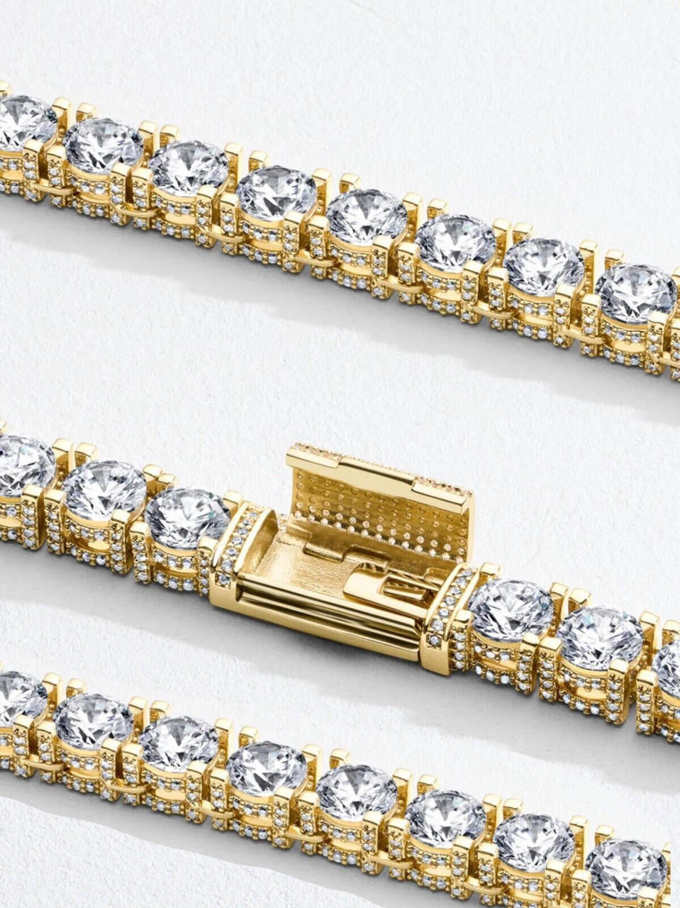 MOISSANITE Reinvented Tennis Chain Necklace Iced Out On All Sides - 14k Gold Vermeil 925 Silver - 5mm - 14"-28"