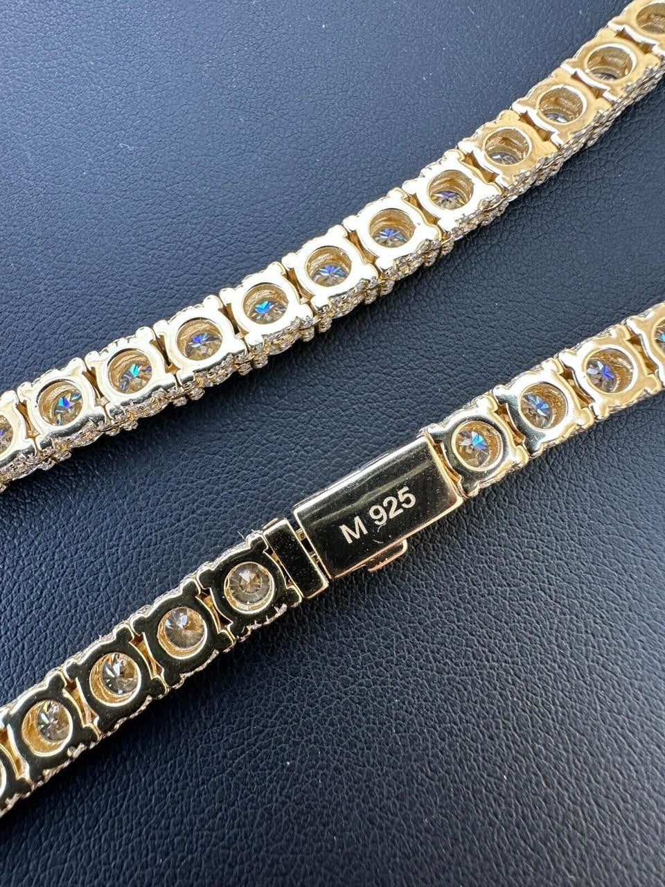 MOISSANITE Reinvented Tennis Chain Necklace Iced Out On All Sides - 14k Gold Vermeil 925 Silver - 5mm - 14"-28"