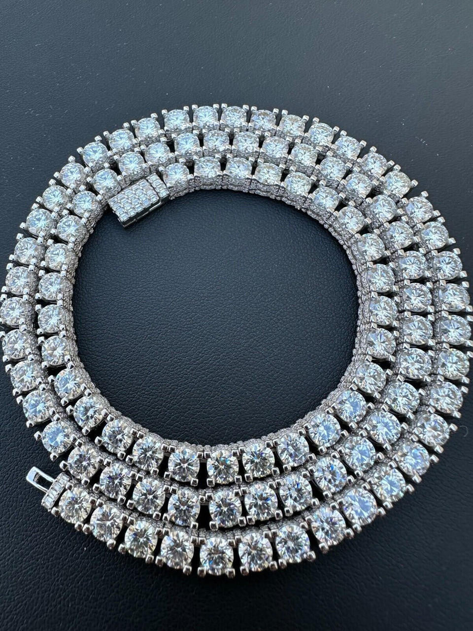MOISSANITE Reinvented Tennis Chain Necklace Iced Out On All Sides - 925 Silver - 5mm - 14"-28"