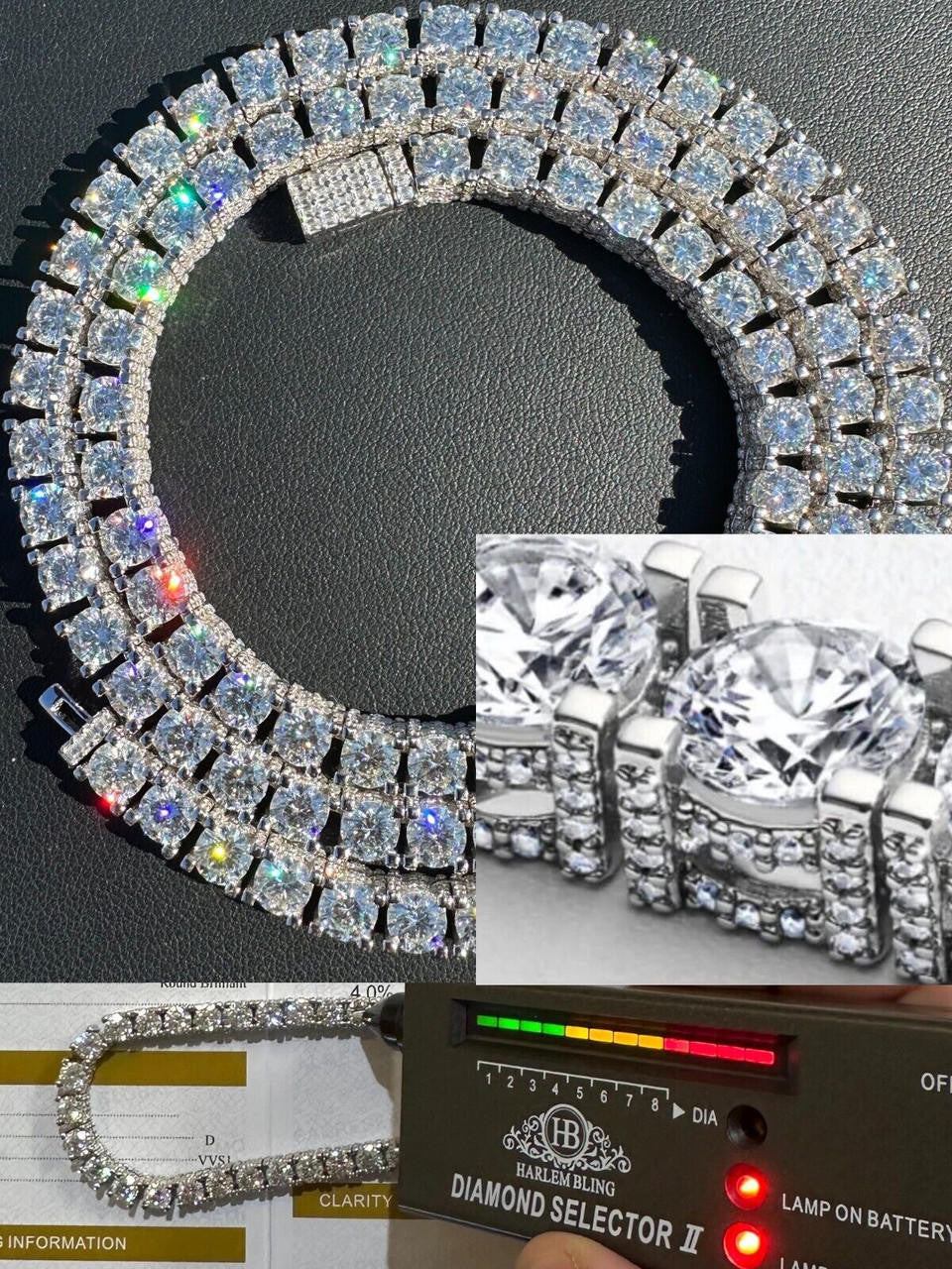 MOISSANITE Reinvented Tennis Chain Necklace Iced Out On All Sides - 925 Silver - 5mm - 14"-28"