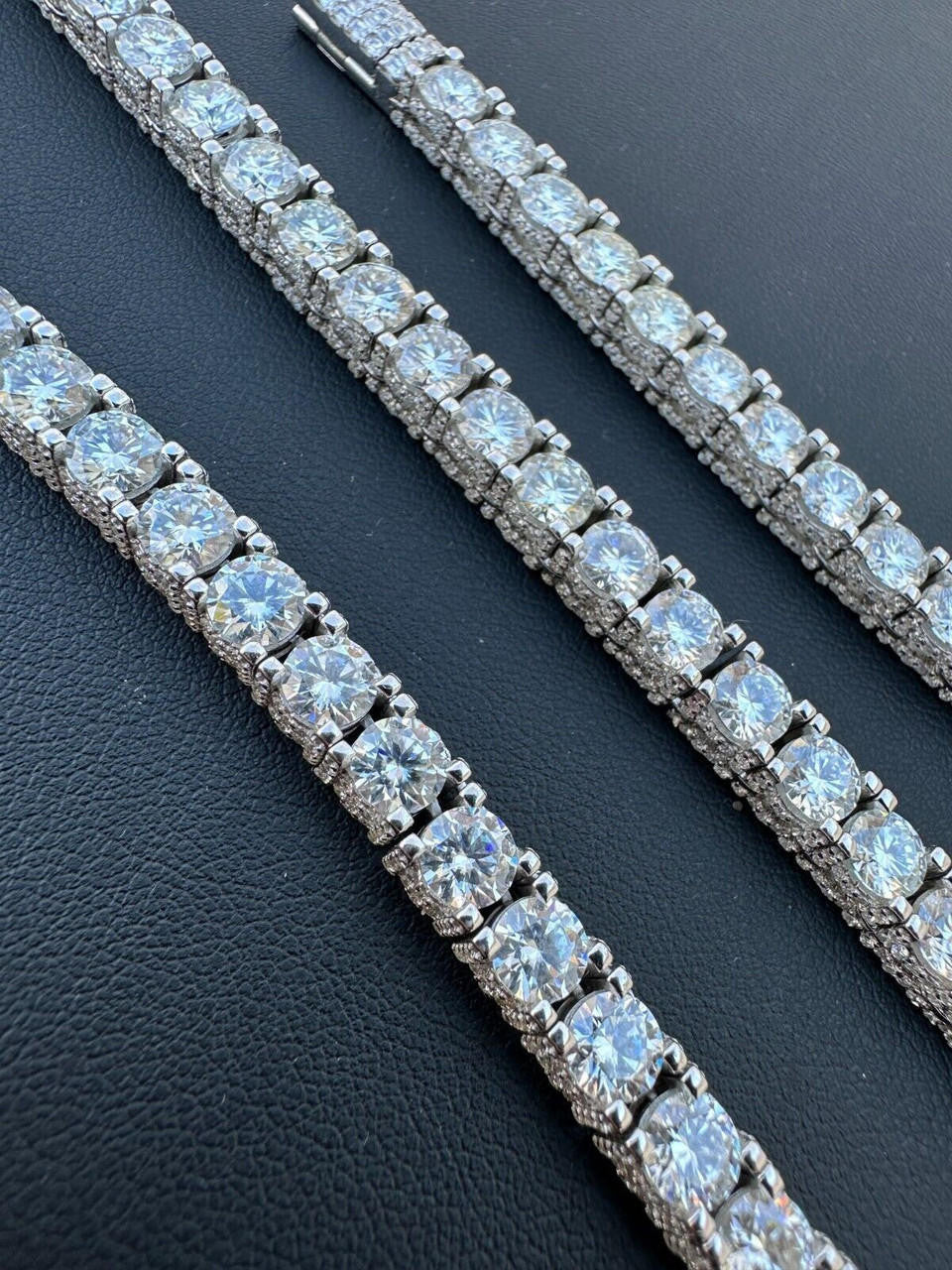 MOISSANITE Reinvented Tennis Chain Necklace Iced Out On All Sides - 925 Silver - 5mm - 14"-28"