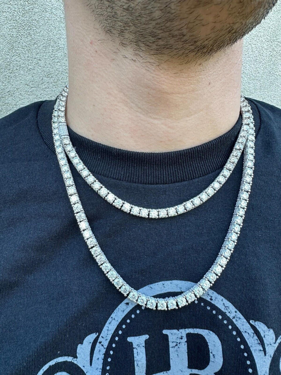 MOISSANITE Reinvented Tennis Chain Necklace Iced Out On All Sides - 925 Silver - 5mm - 14"-28"