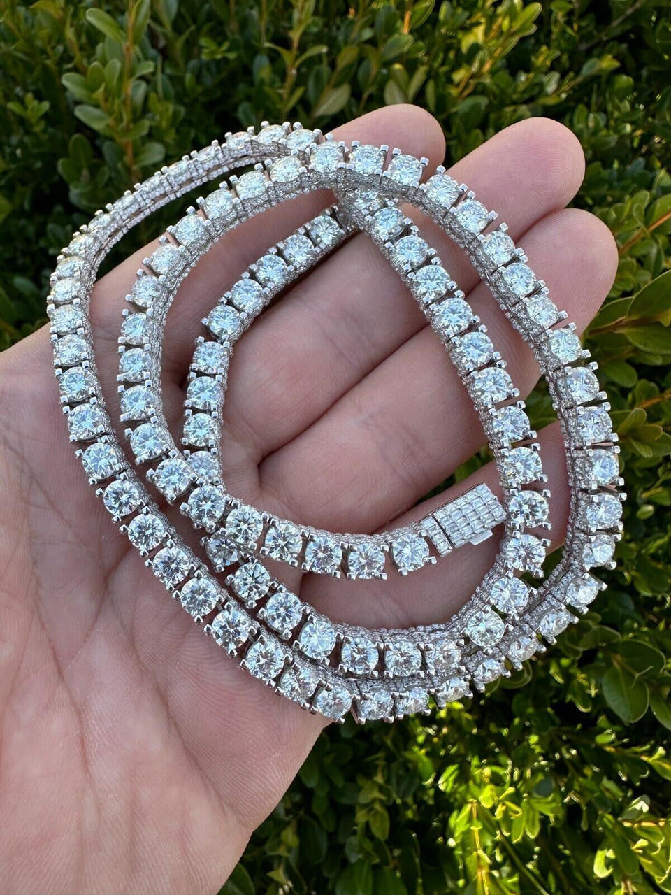 MOISSANITE Reinvented Tennis Chain Necklace Iced Out On All Sides - 925 Silver - 5mm - 14"-28"