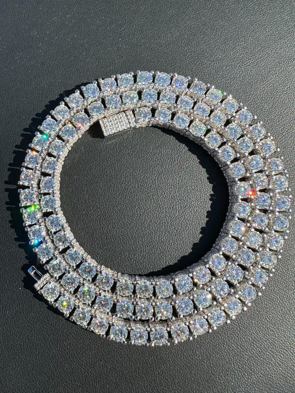 MOISSANITE Reinvented Tennis Chain Necklace Iced Out On All Sides - 925 Silver - 5mm - 14"-28"