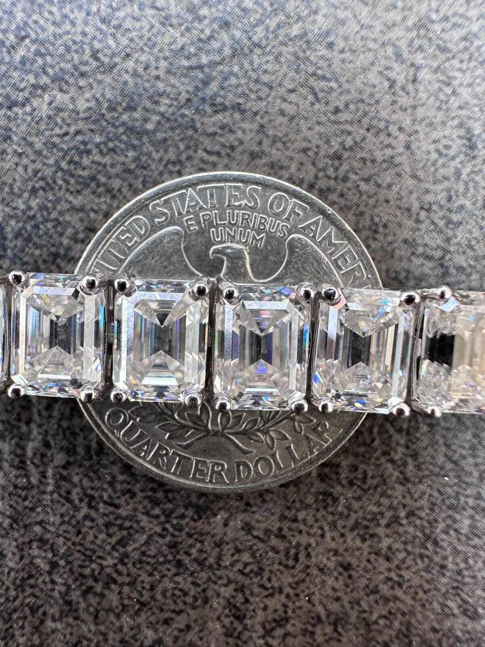 MOISSANITE Emerald Cut Tennis Bracelet Iced Out - 925 Silver - 8mm - 7-8"