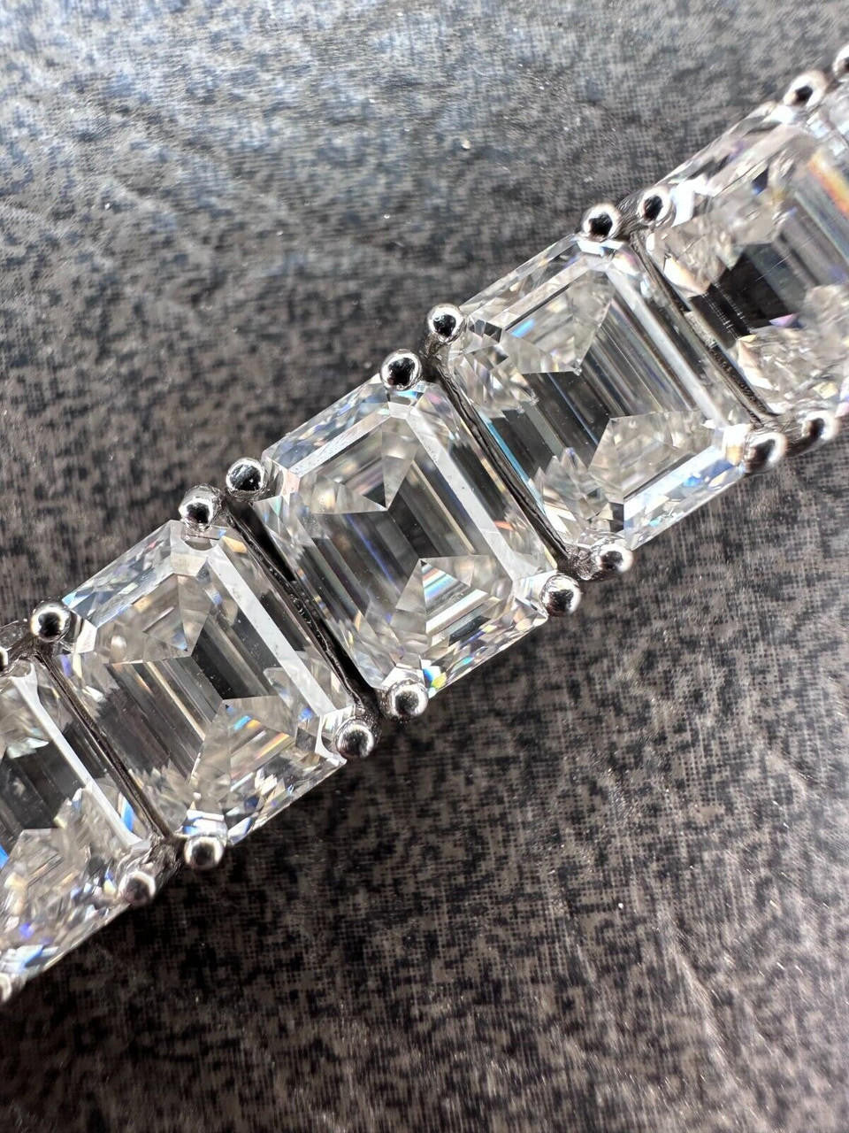 MOISSANITE Emerald Cut Tennis Bracelet Iced Out - 925 Silver - 8mm - 7-8"