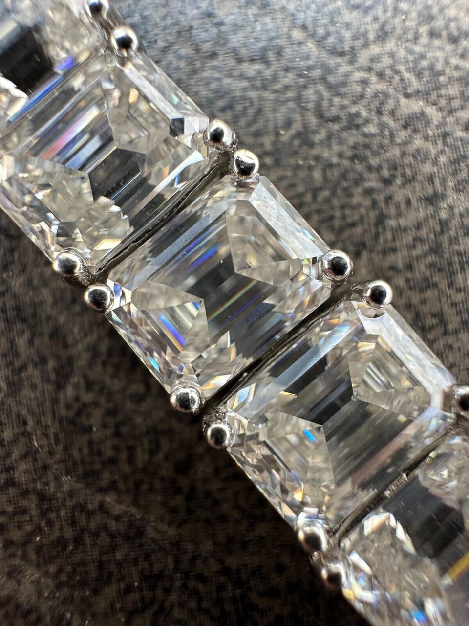 MOISSANITE Emerald Cut Tennis Bracelet Iced Out - 925 Silver - 8mm - 7-8"