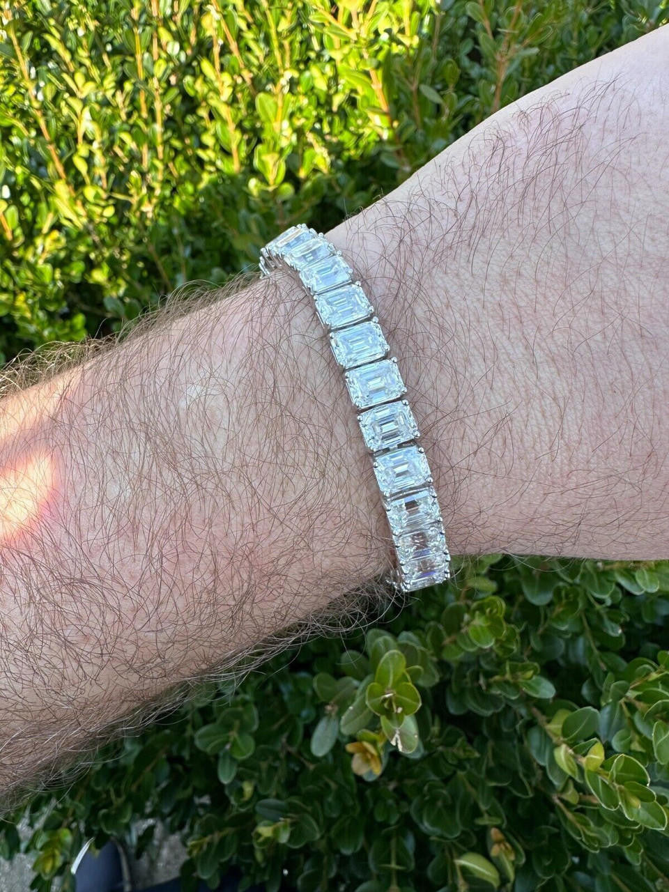 MOISSANITE Emerald Cut Tennis Bracelet Iced Out - 925 Silver - 8mm - 7-8"