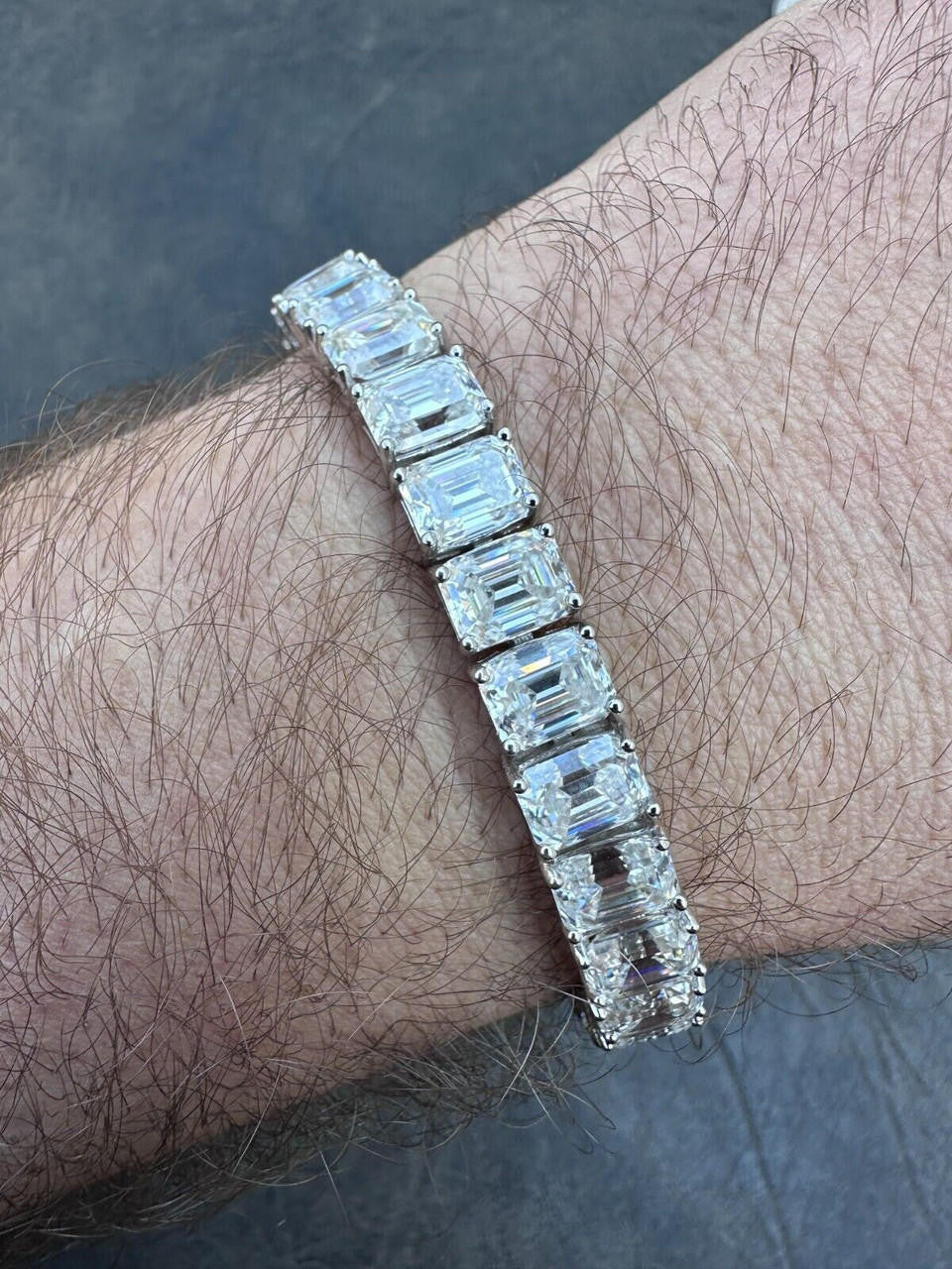 MOISSANITE Emerald Cut Tennis Bracelet Iced Out - 925 Silver - 8mm - 7-8"