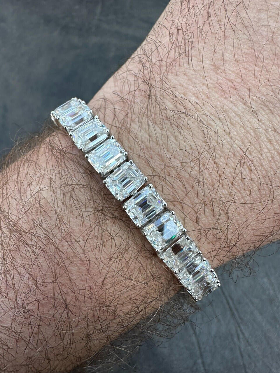 MOISSANITE Emerald Cut Tennis Bracelet Iced Out - 925 Silver - 8mm - 7-8"