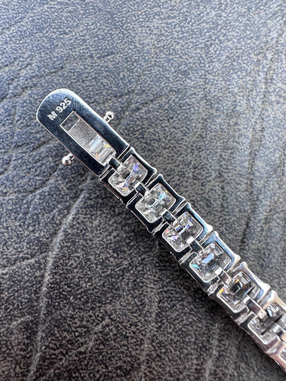 MOISSANITE Emerald Cut Tennis Bracelet Iced Out - 925 Silver - 8mm - 7-8"