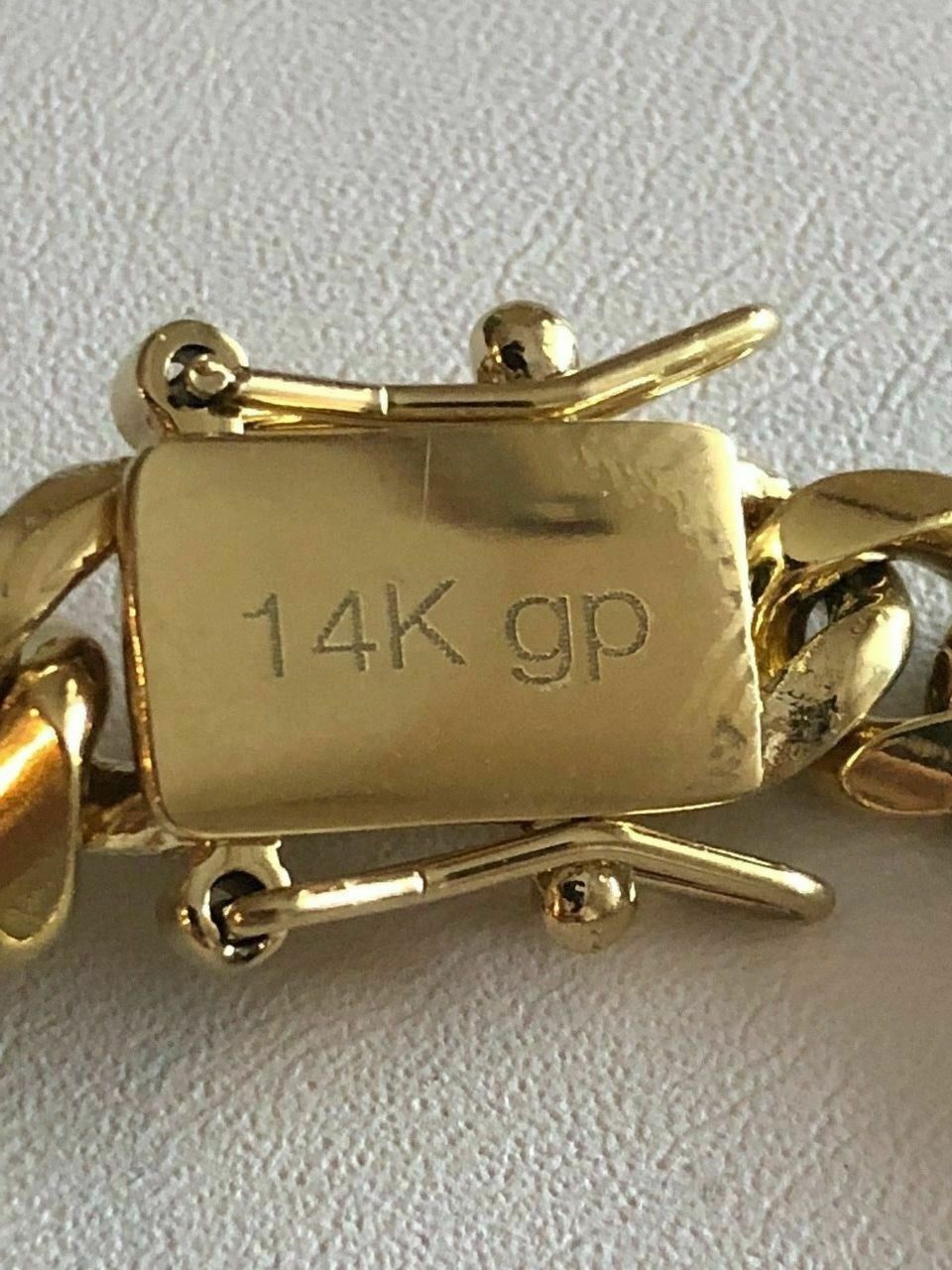 6mm Men's Cuban Miami Link Bracelet 14k Gold Plated Stainless Steel 8" Long