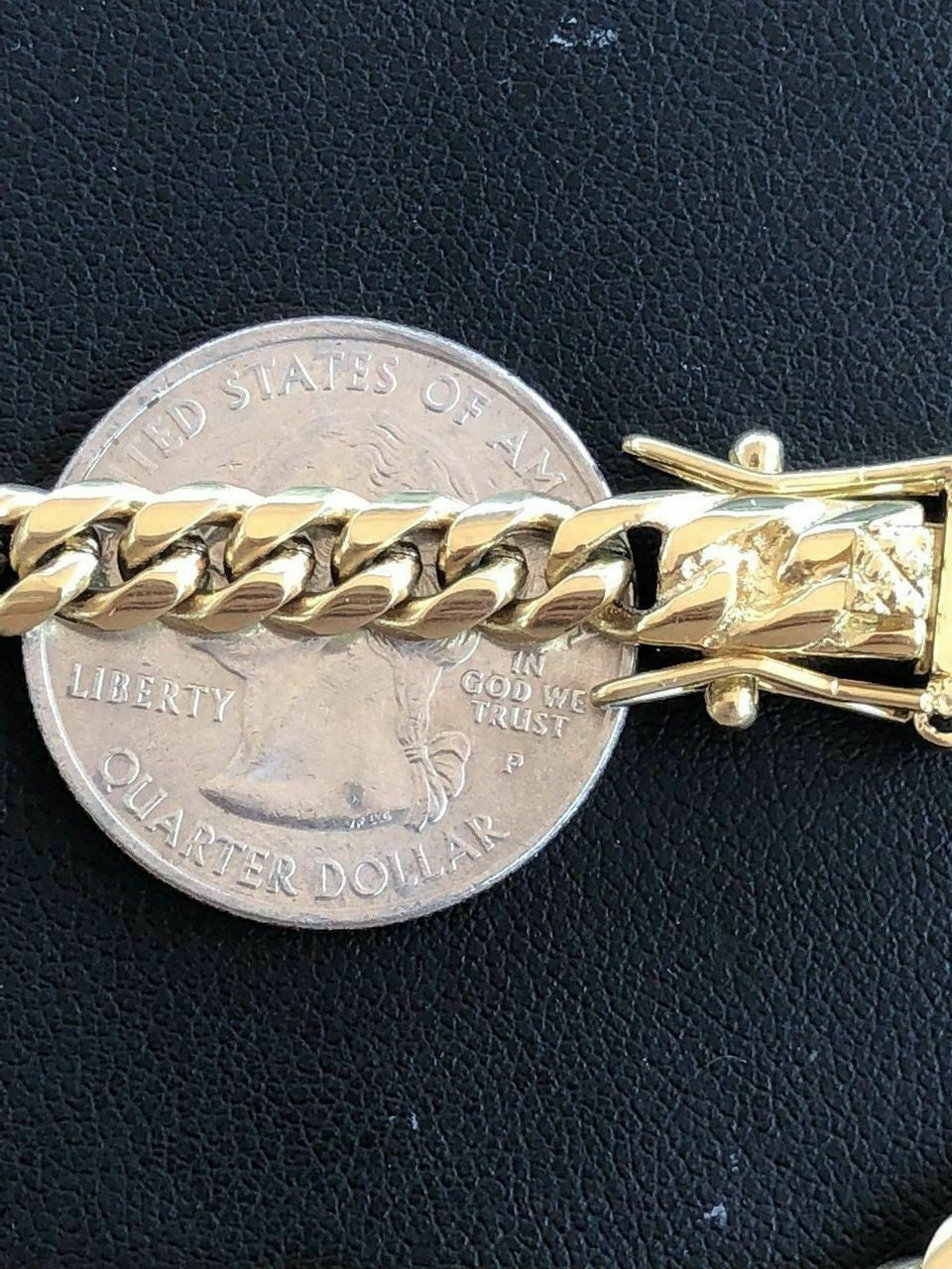 6mm Men's Cuban Miami Link Bracelet 14k Gold Plated Stainless Steel 8" Long