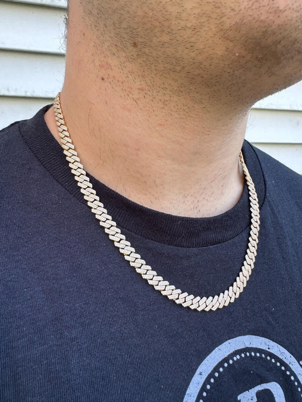 MOISSANITE #1 Bestseller Miami Cuban Link Prong Chain Necklace Iced Out - 14k Yellow Gold - 8mm - 16-30"