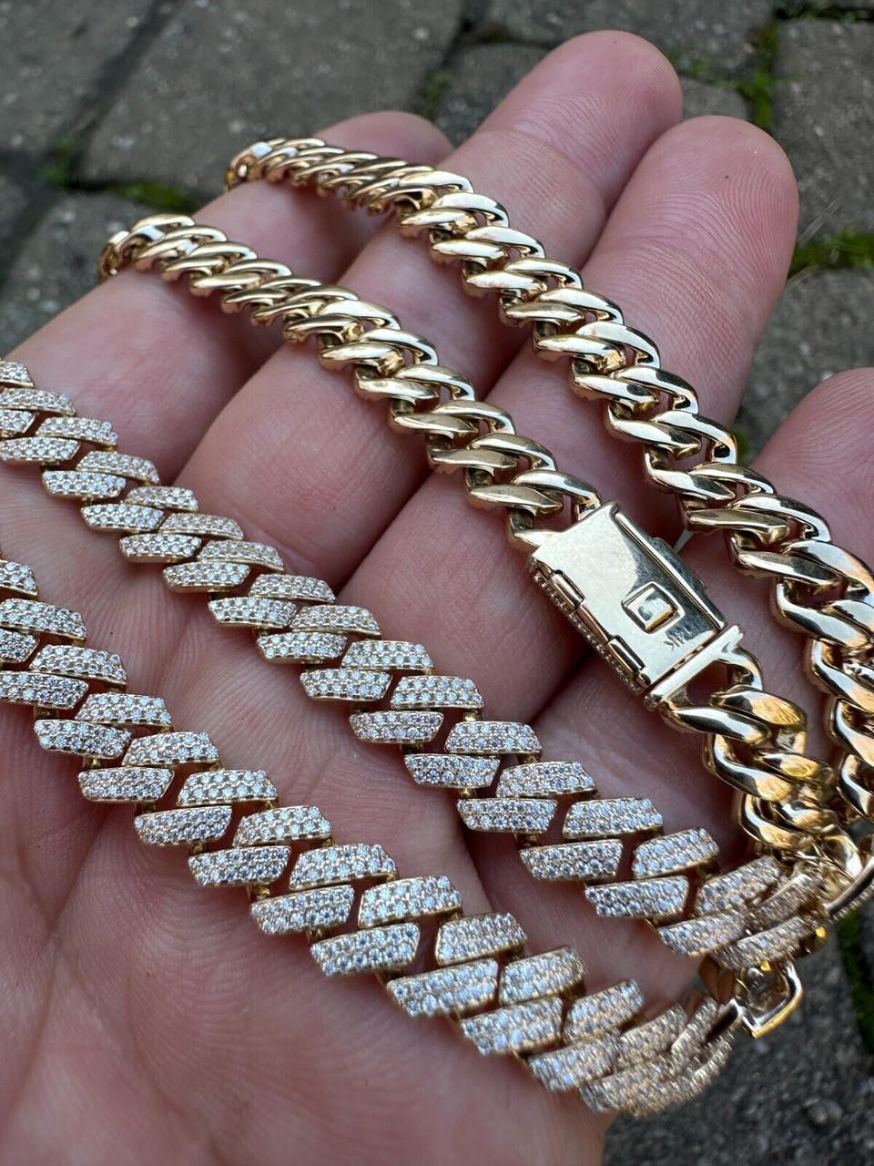 MOISSANITE #1 Bestseller Miami Cuban Link Prong Chain Necklace Iced Out - 14k Yellow Gold - 8mm - 16-30"