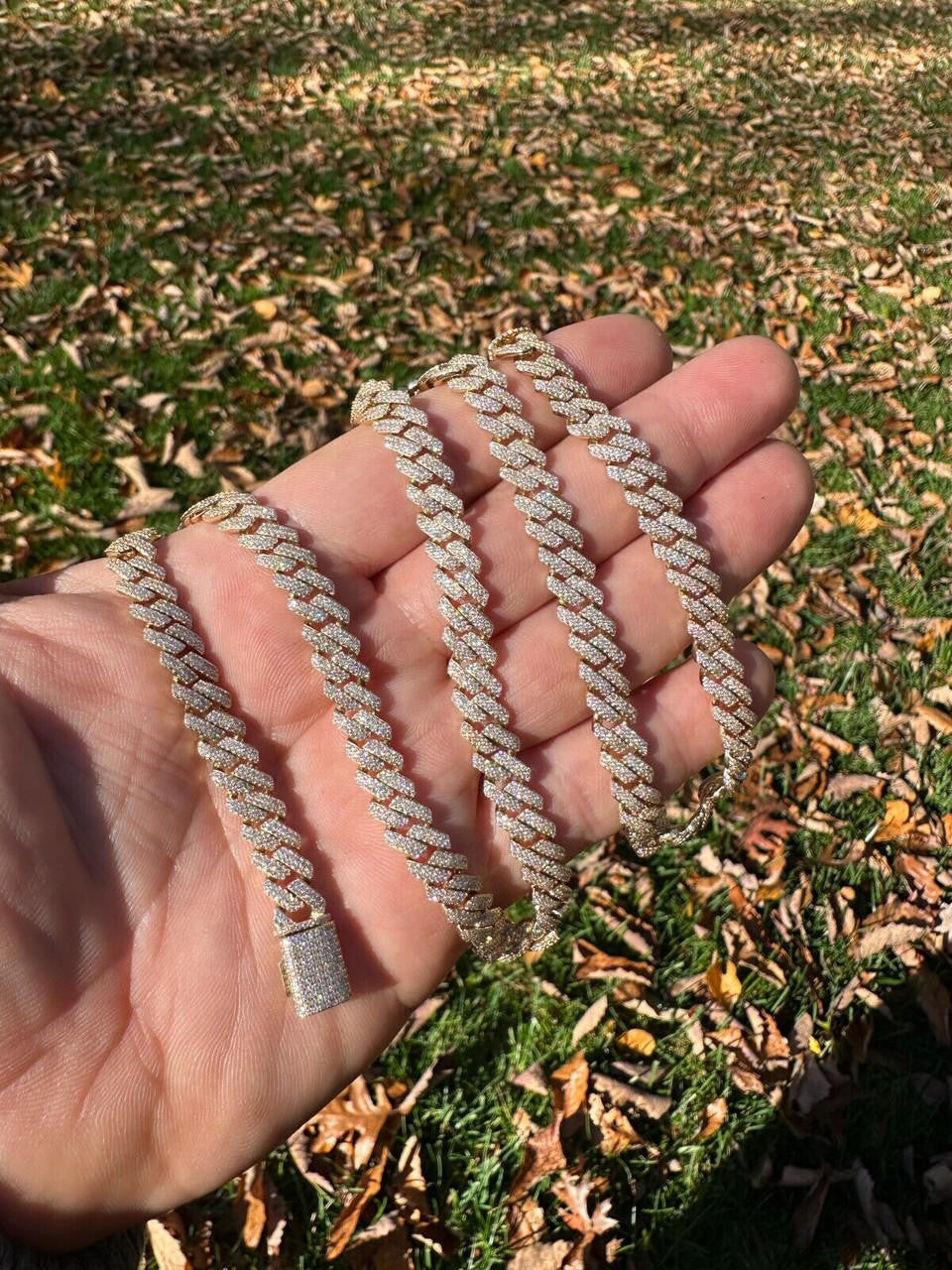 MOISSANITE #1 Bestseller Miami Cuban Link Prong Chain Necklace Iced Out - 14k Yellow Gold - 8mm - 16-30"
