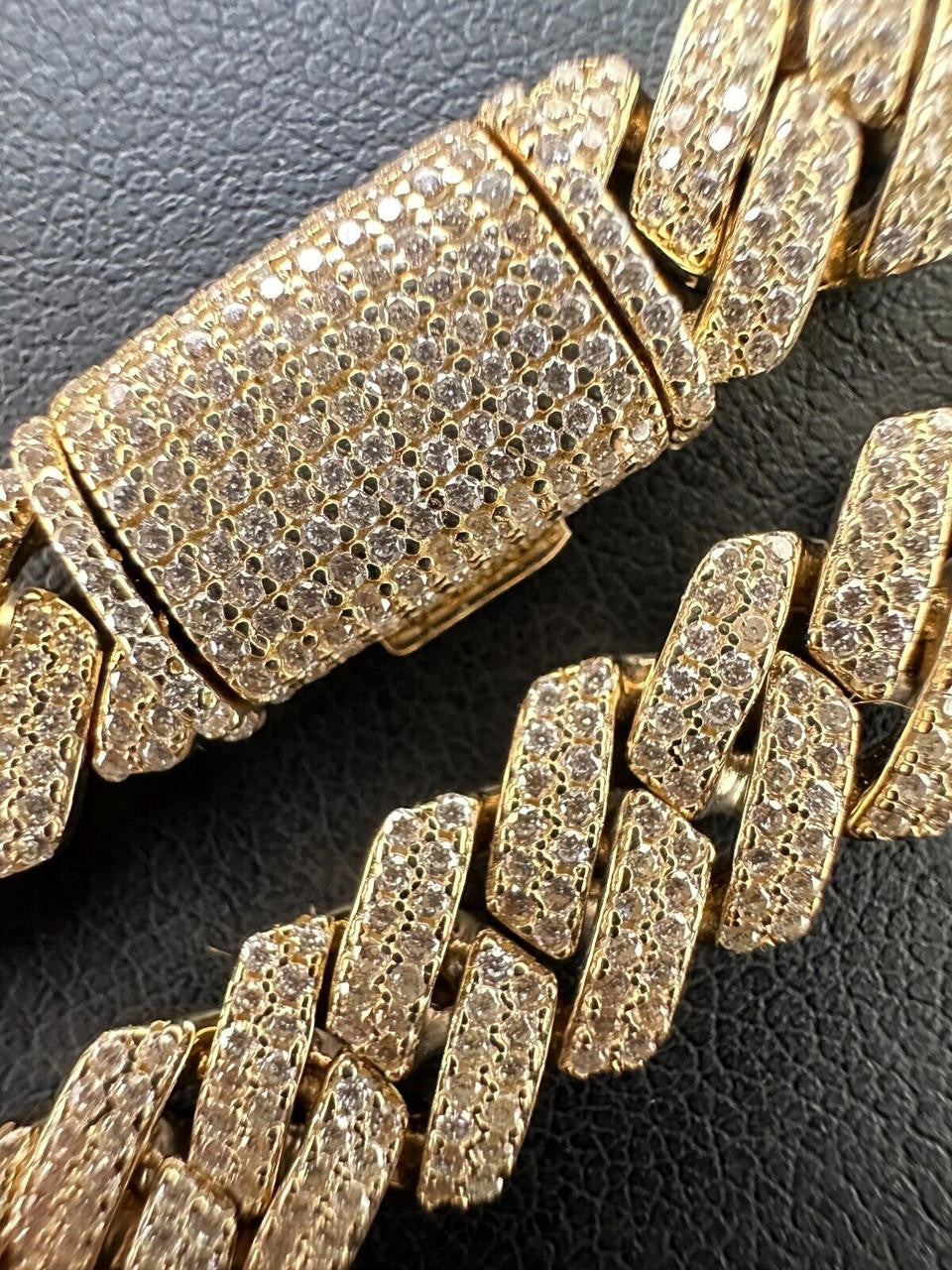 MOISSANITE #1 Bestseller Miami Cuban Link Prong Chain Necklace Iced Out - 14k Yellow Gold - 8mm - 16-30"