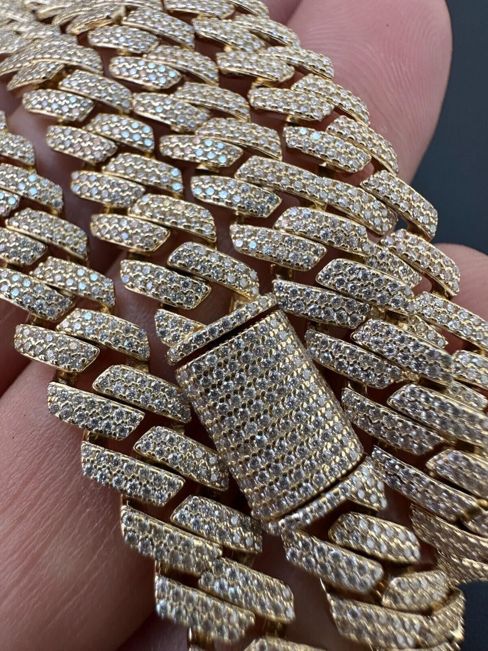 MOISSANITE #1 Bestseller Miami Cuban Link Prong Chain Necklace Iced Out - 14k Yellow Gold - 8mm - 16-30"