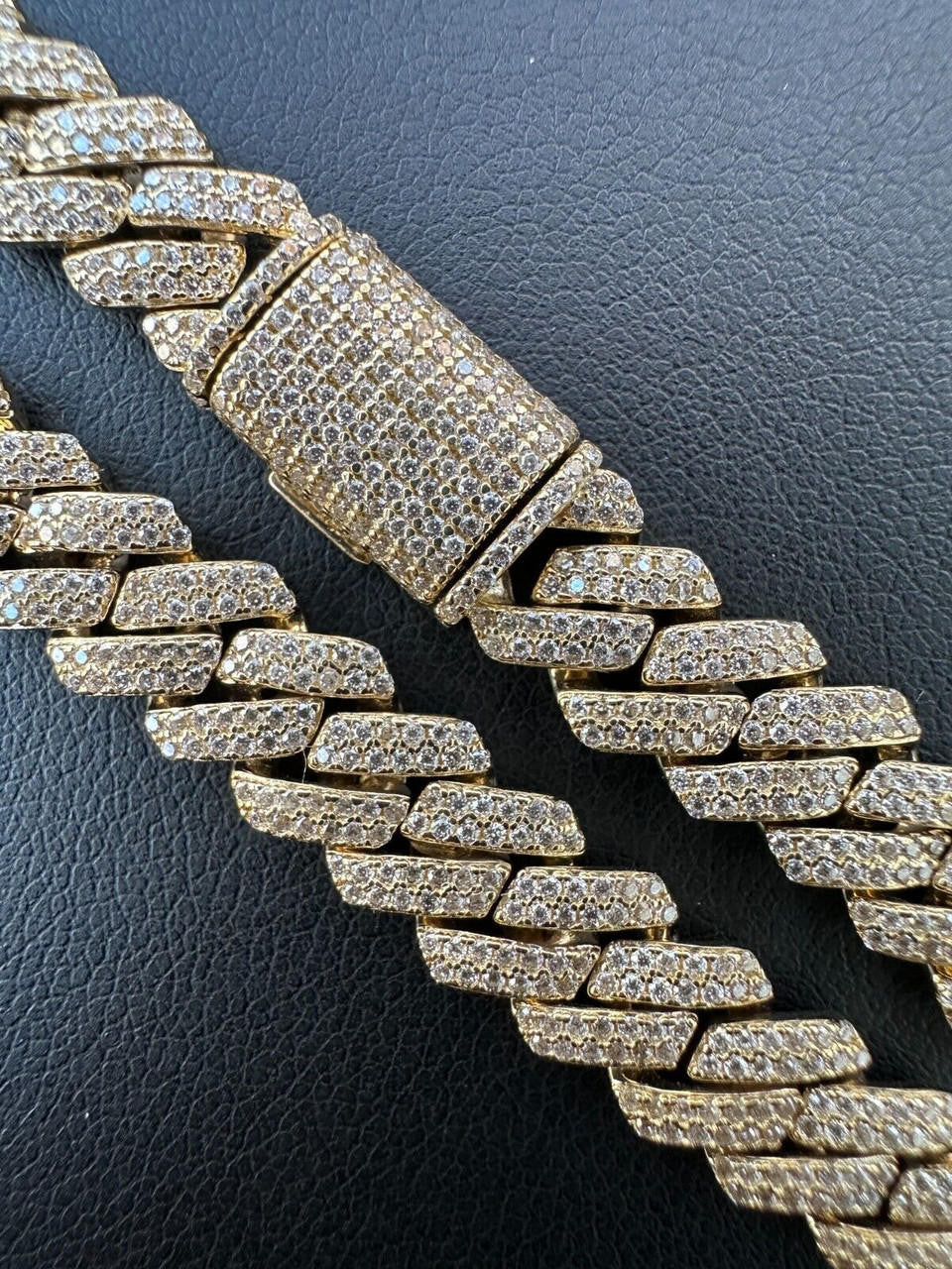 MOISSANITE #1 Bestseller Miami Cuban Link Prong Chain Necklace Iced Out - 14k Yellow Gold - 8mm - 16-30"