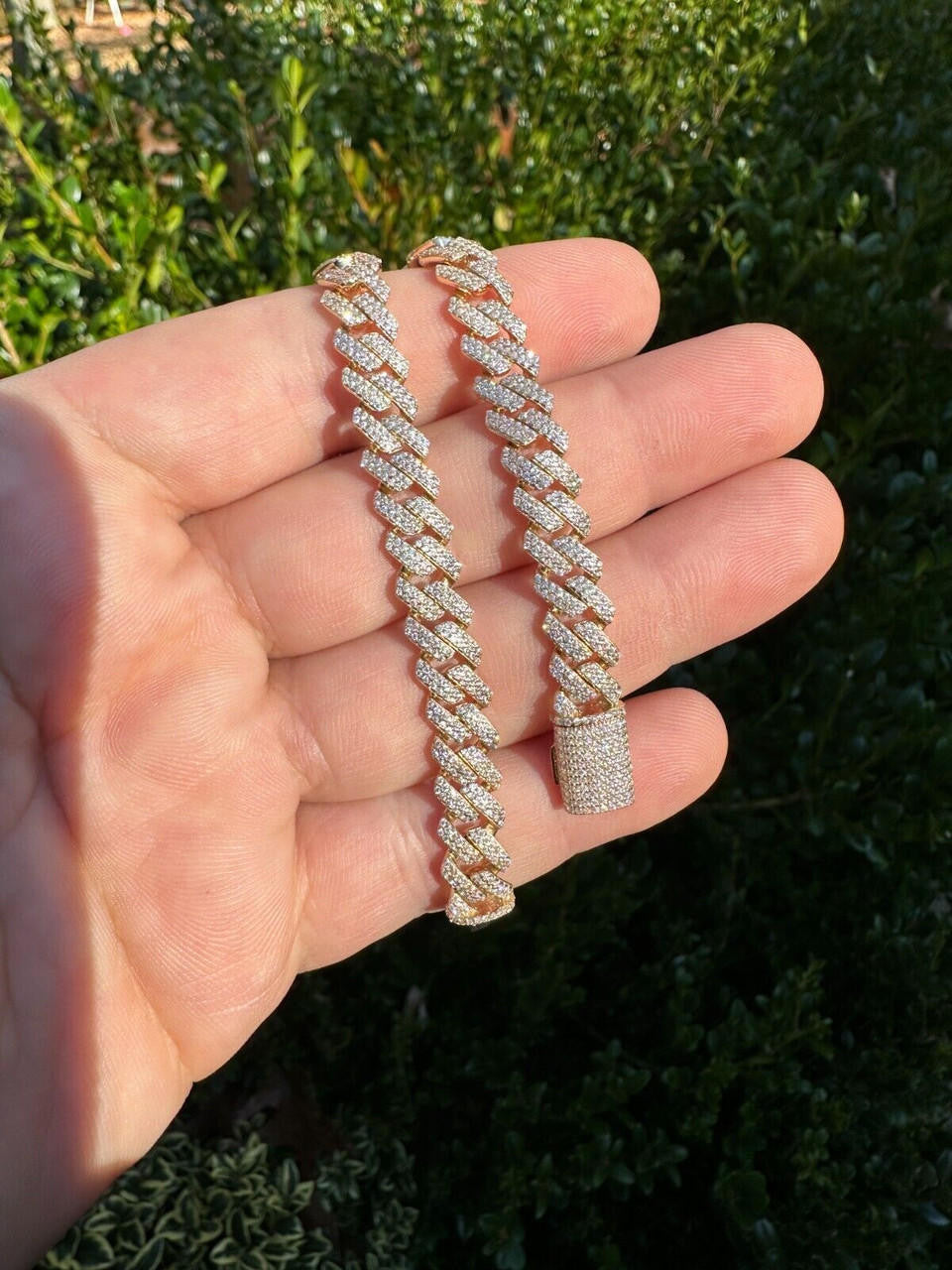 MOISSANITE #1 Bestseller Miami Cuban Link Prong Chain Necklace Iced Out - 14k Yellow Gold - 8mm - 16-30"