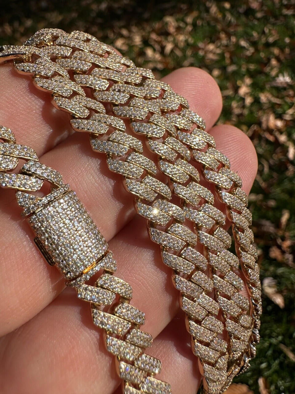MOISSANITE #1 Bestseller Miami Cuban Link Prong Chain Necklace Iced Out - 14k Yellow Gold - 8mm - 16-30"