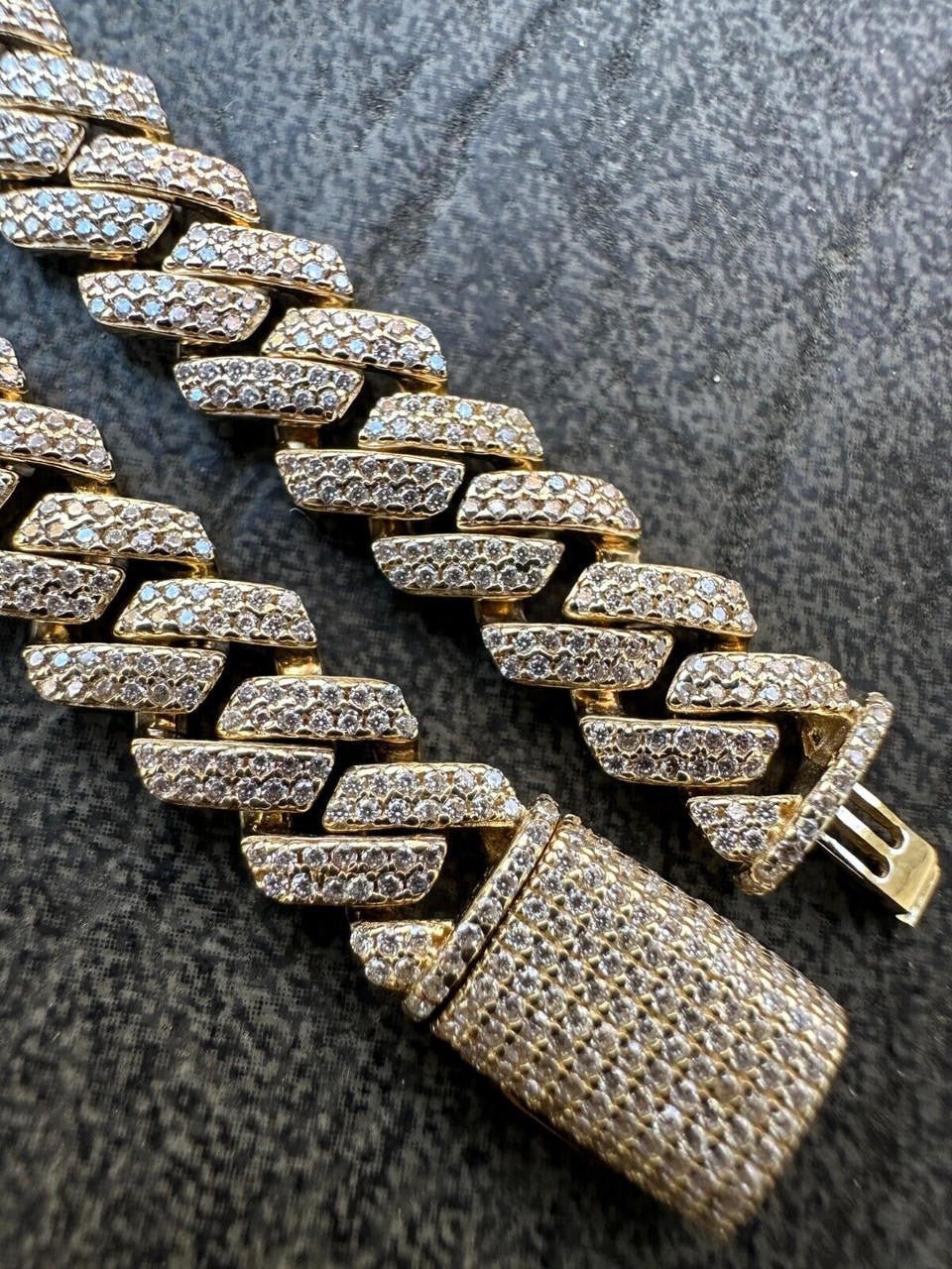 MOISSANITE #1 Bestseller Miami Cuban Link Prong Chain Necklace Iced Out - 14k Yellow Gold - 8mm - 16-30"
