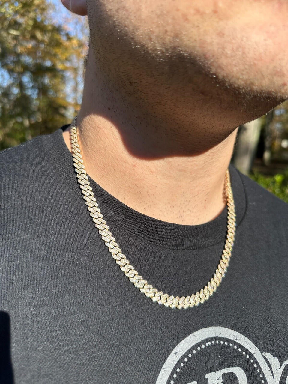 MOISSANITE #1 Bestseller Miami Cuban Link Prong Chain Necklace Iced Out - 14k Yellow Gold - 8mm - 16-30"