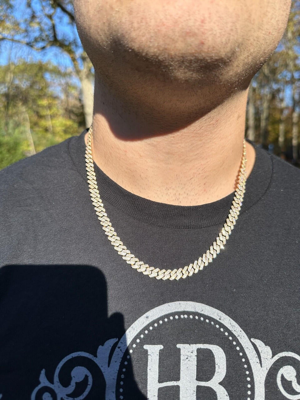 MOISSANITE #1 Bestseller Miami Cuban Link Prong Chain Necklace Iced Out - 14k Yellow Gold - 8mm - 16-30"