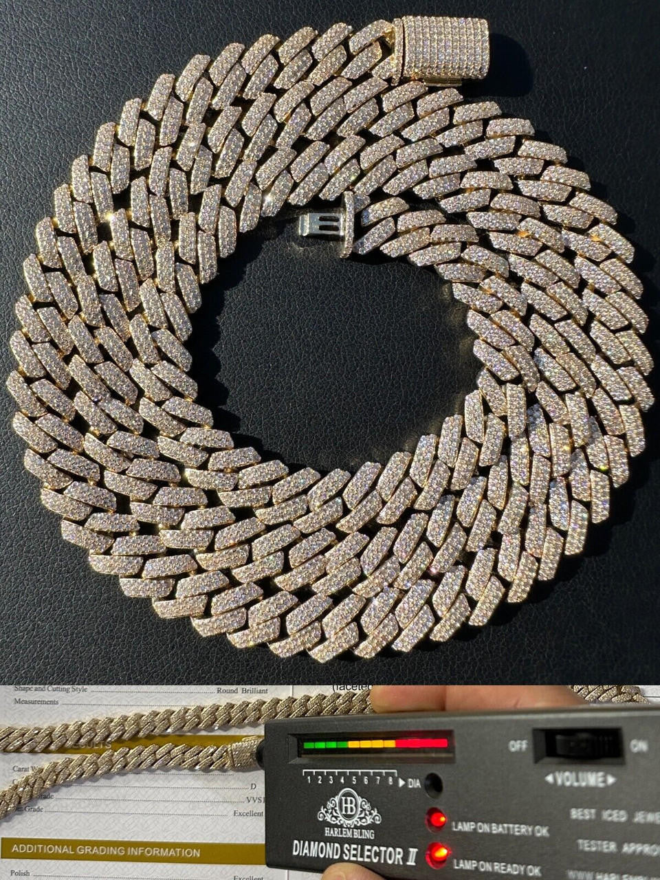 MOISSANITE #1 Bestseller Miami Cuban Link Prong Chain Necklace Iced Out - 14k Yellow Gold - 8mm - 16-30"