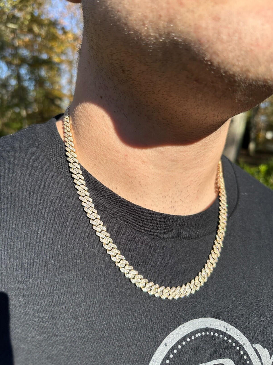 MOISSANITE #1 Bestseller Miami Cuban Link Prong Chain Necklace Iced Out - 14k Yellow Gold - 8mm - 16-30"