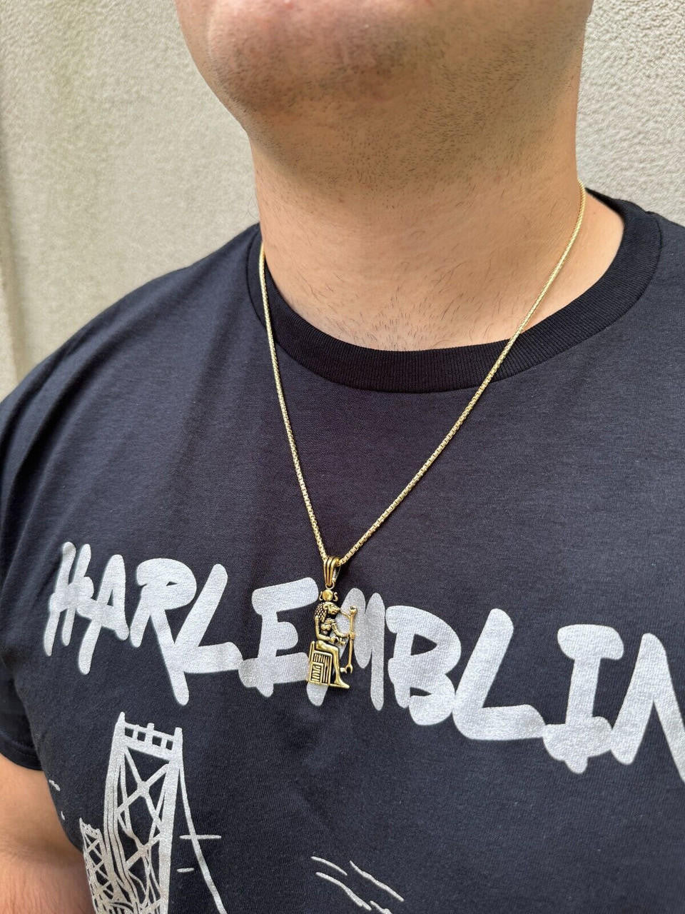 Egyptian God Anubis Holding Ankh Pendant - 14k Gold Vermeil Or Oxidized 925 Silver - Medium 1.75"