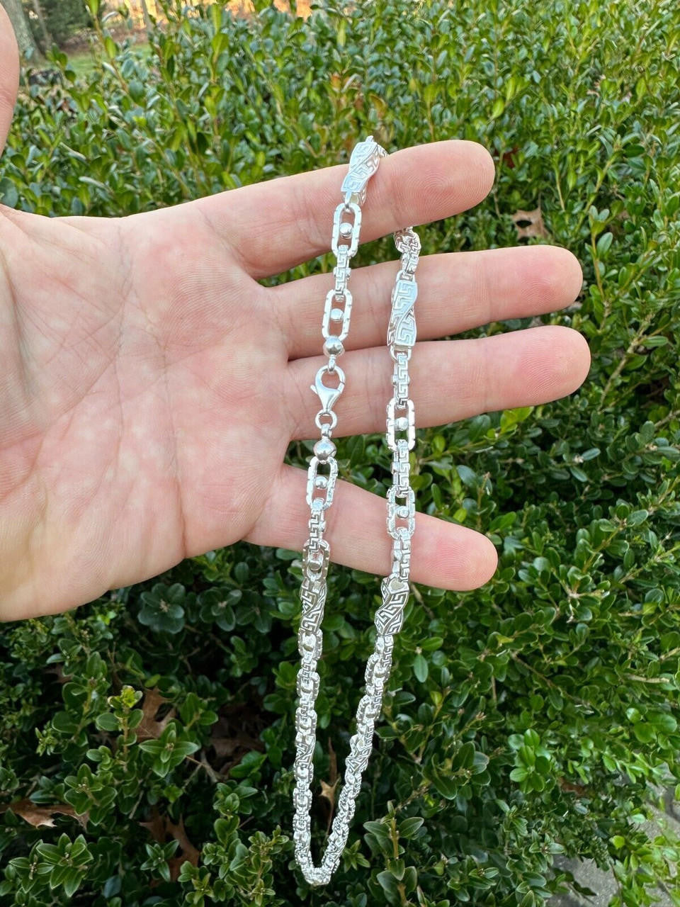 Greek Key Chain Necklace Or Bracelet - 925 Sterling Silver - 7"-28" - 7mm